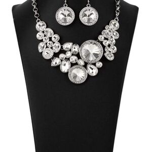 Paparazzi Silver Crystal Bib Necklace